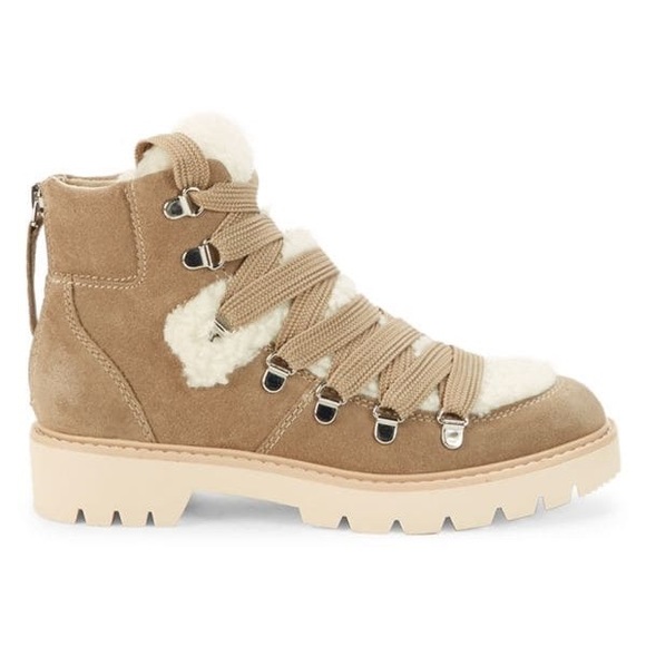 DOLCE VITA PACE FAUX SHEARLING TRIM SUEDE BOOTS - Picture 1 of 11
